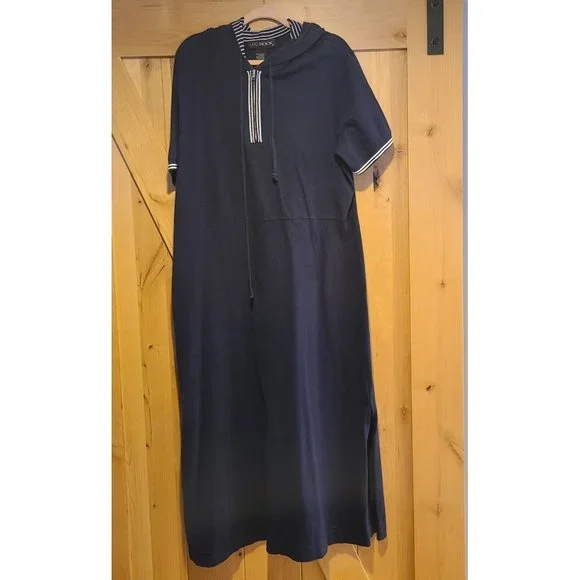 J.G. Hook Dresses | Vtg JG Hook Sz 18 Blue Maxi Dress Hooded Short Sleeve Beach Coverup 100% Cotton | Color: Blue | Size: 18 | Handpickedbycc's Closet